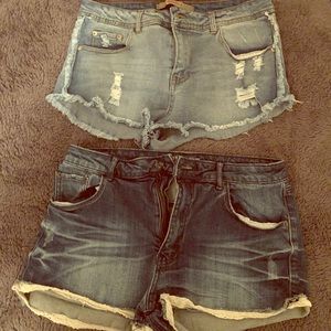 Two pairs of jean shorts